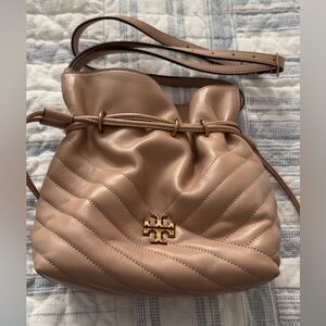 Tory Burch Kira Chevron Leather Bucket Bag.  Color: Desert Sand